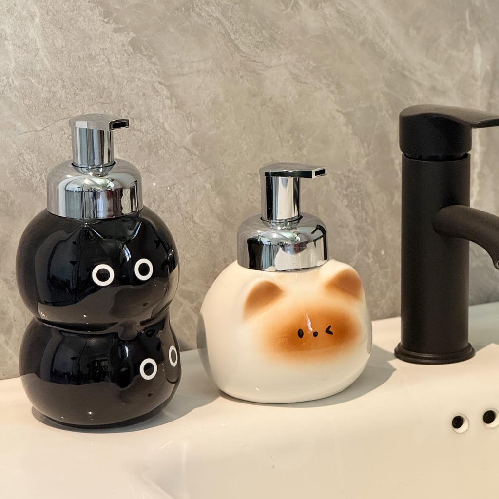 Siamese cat hand sanitizer foam separately bottled bathroom counter lovely press bottle shampoo bath bottle soap dispenser