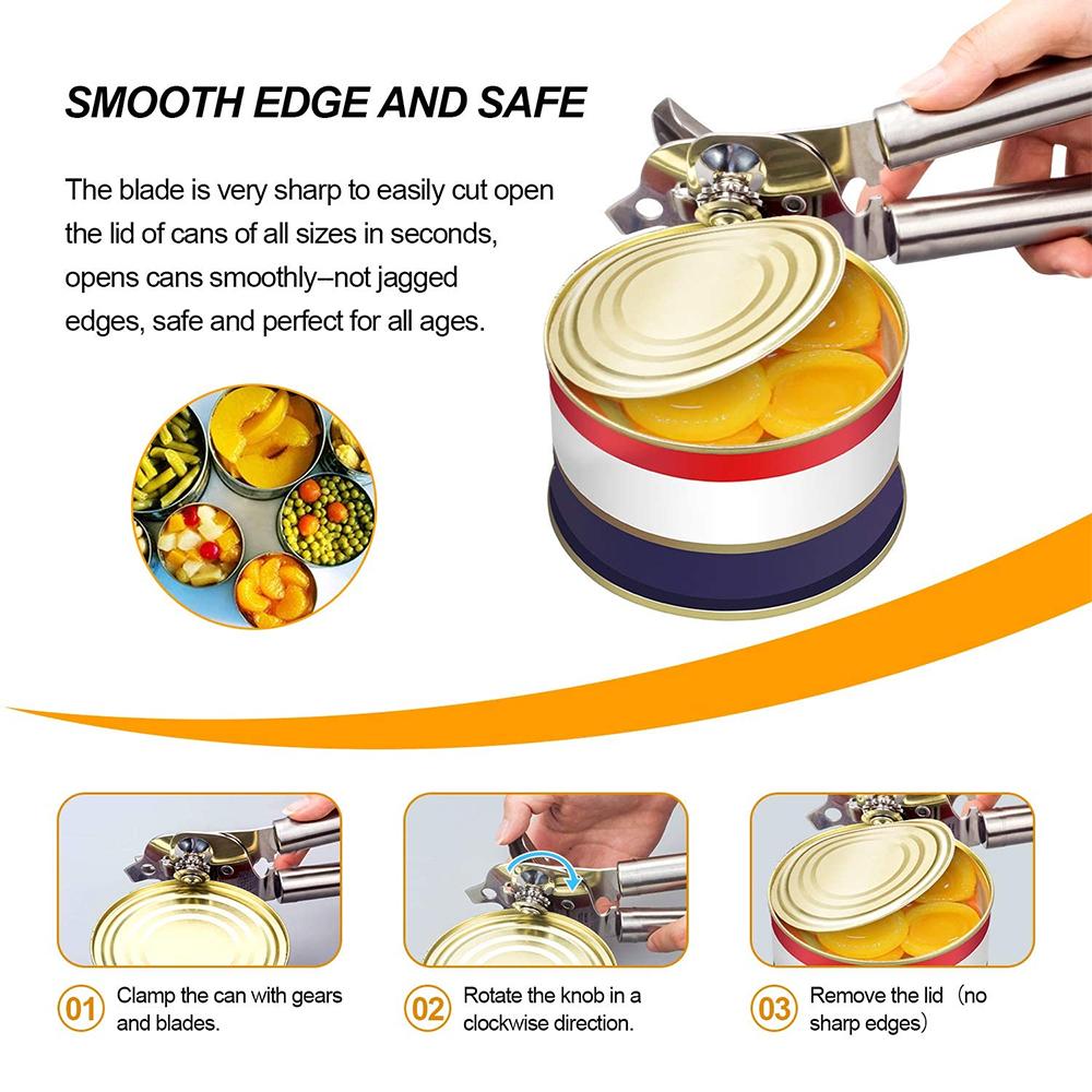 Stainless Steel Can Opener Multi Function Opener Handheld Cutting Can Opener Kitchen Bar Beer Effort-Saving Manual Bottle Opener