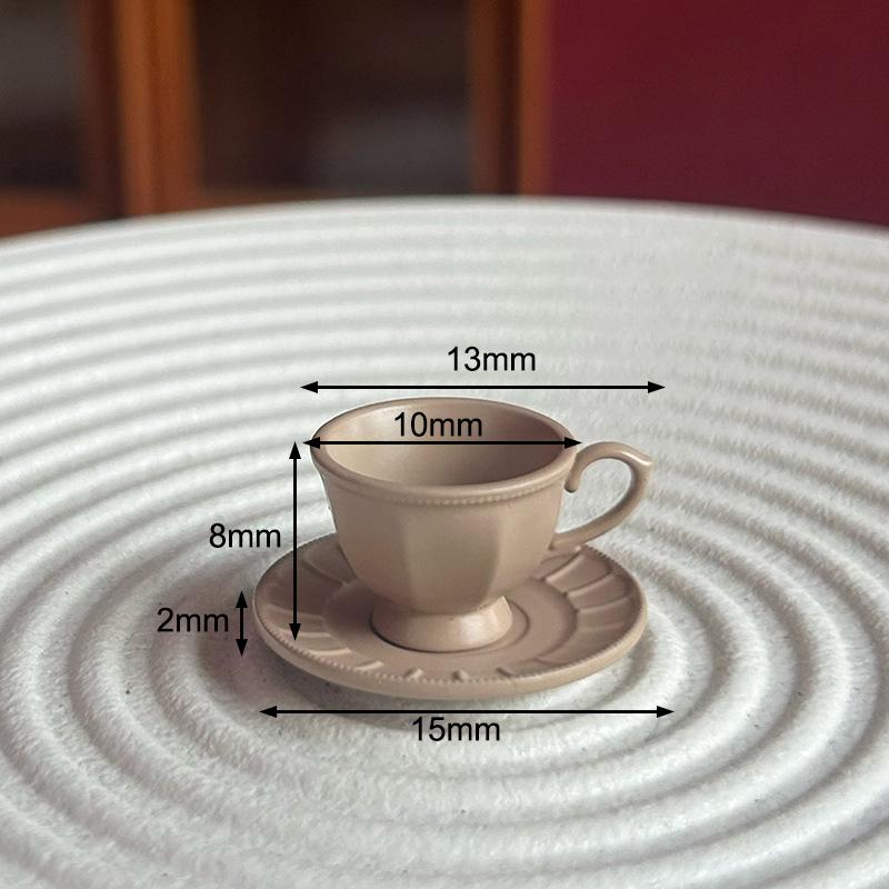1 Set Puppenhaus Französische Mini Kaffeetasse und Untertasse Set Miniatur Nachmittagstee Szene Dekoration Puppenzubehör Spielzeug