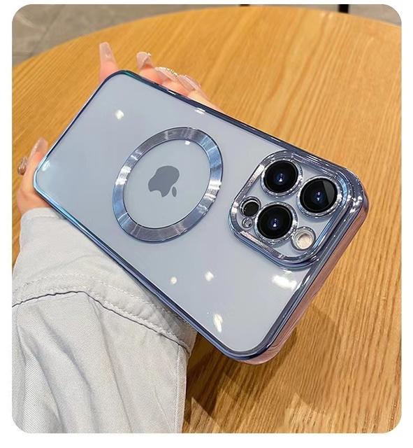 

Магнитный чехол 14 Pro Max для Magsafe для Iphone 14 13 12 11 Pro Max, прозрачный силиконовый чехол-бампер с прозрачным покрытием 14 Pro Max 12 серебряный