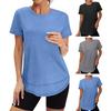 Women Tops Round Neck Short Sleeve Loose Fit Tee Shirt Pure Color Soft Breathable Fabric Summer Tops Casual Sporty Wear