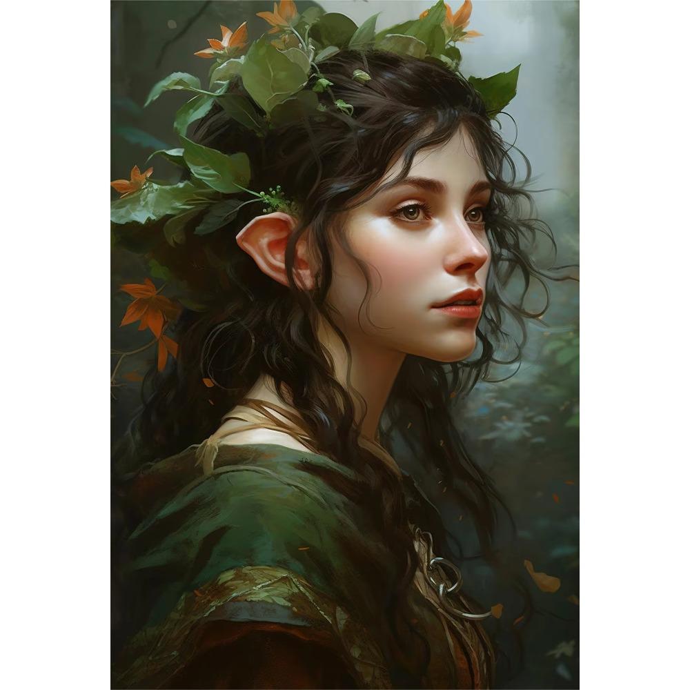 Magic Beautiful Dark Forest Elf Character Poster Canvas Oil Painting Prints Wall Painting Living Room Home Ation Frameless