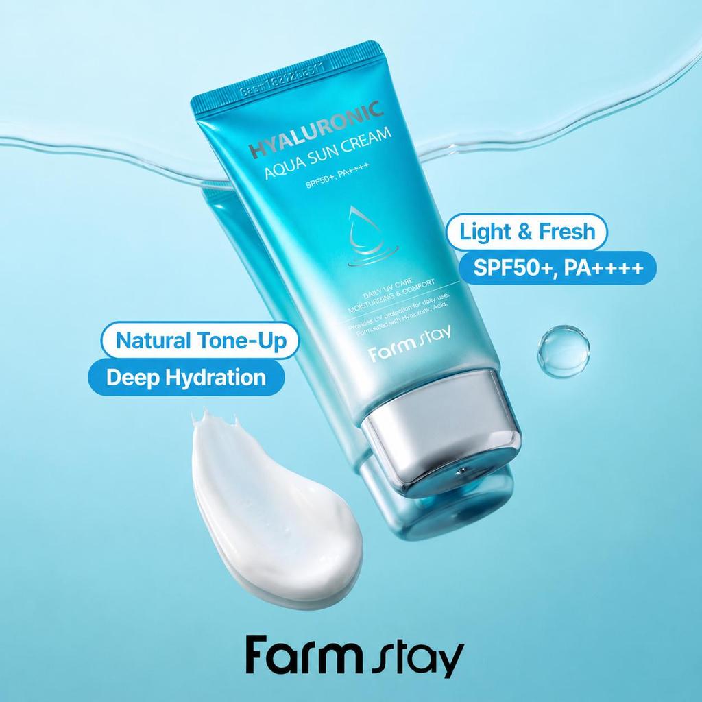 FARM STAY Hyaluronic Aqua Sun Cream SPF50+ PA++++ 70g (5 Options)