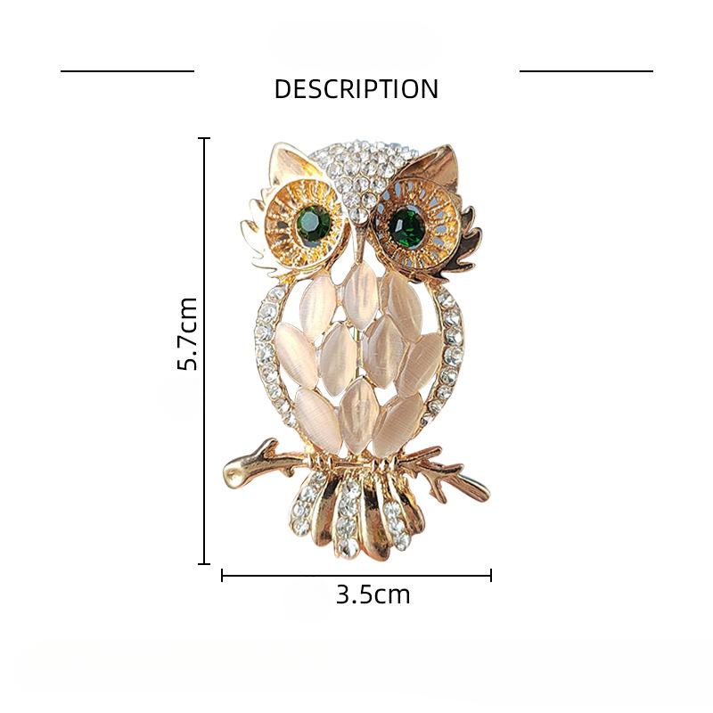 Fashion Rhinestone Owl Brooches for Women Ladies Unisex Cute Animal Bird Pins Event Party Clothes Decoration Jewelry Accessories