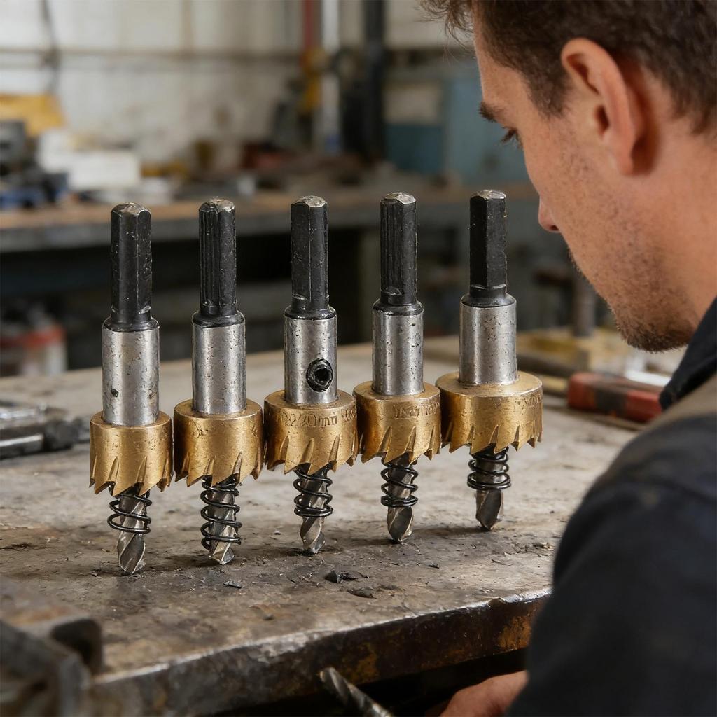 5 Pieces Hole Drill Bit Set High-Speed Wear-Resistant Drilling Cutter Hole Saw Drill Bit for Door Lock Installation Metal Sheet