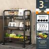 Scaffale da Cucina Multi-Livello da Pavimento: Cestello Amovibile per Verdure e Carrellino per Snack