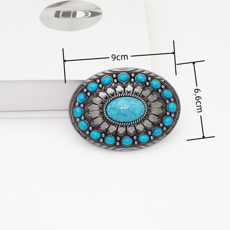 Zinc Alloy Bohemian Niche Belt Buckle Oval Belt Buckle Automatic Snap Buckle Retro Style
