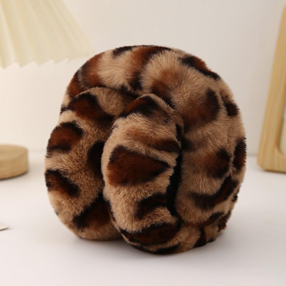 Collapsible Leopard Ear Warmer Thickened Winter Earmuffs Fashion Ear Cover  for Women Girls