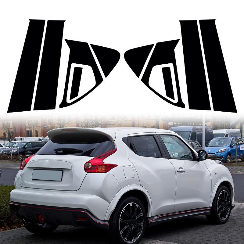 

10pcs Matte Black Pillar Posts Mirror Effect Car Door Middle Column Window Center BC Pillar Post Cover Trim Fit For Nissan Juke 2011-2017