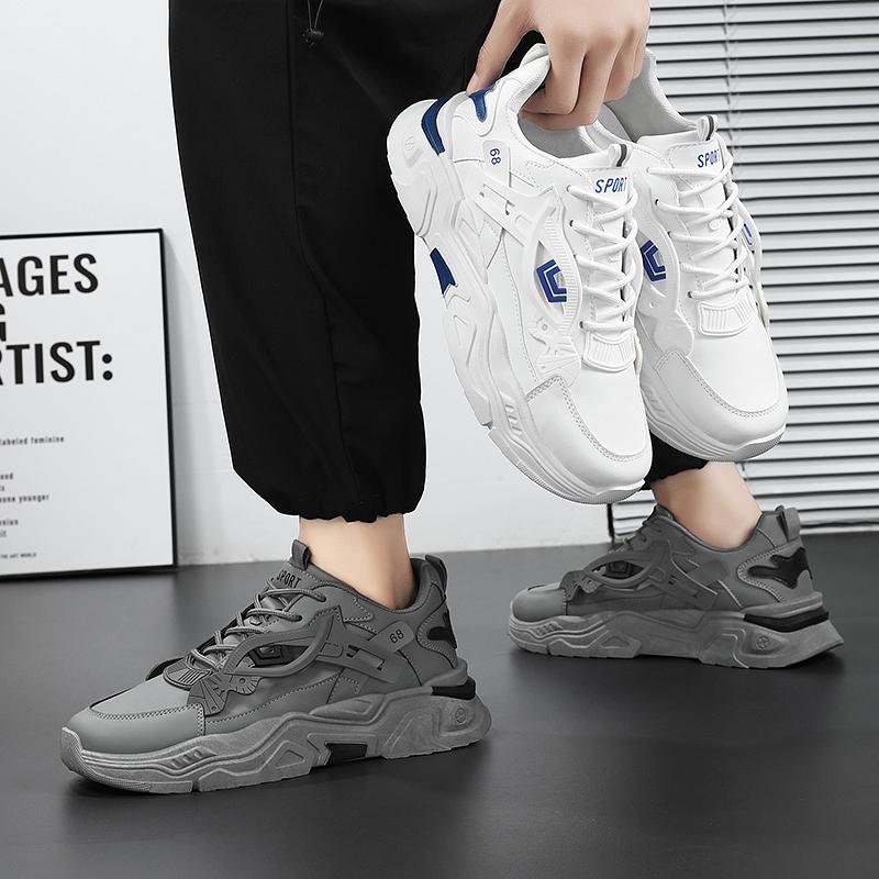 Men's Mesh Thick Soled Casual Sports Shoes Four Season Student Height Increasing Walking Shoes Soft Soled Outdoor Running Shoes