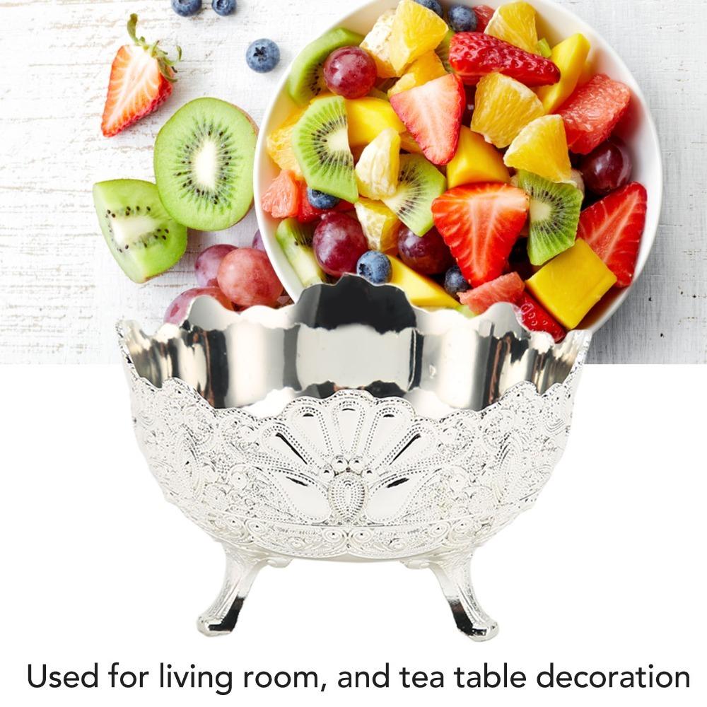 Silver European Style Serving Bowl Small Metal Serving Bowl Alloy Fruit Bowl Home & Kitchen Decor