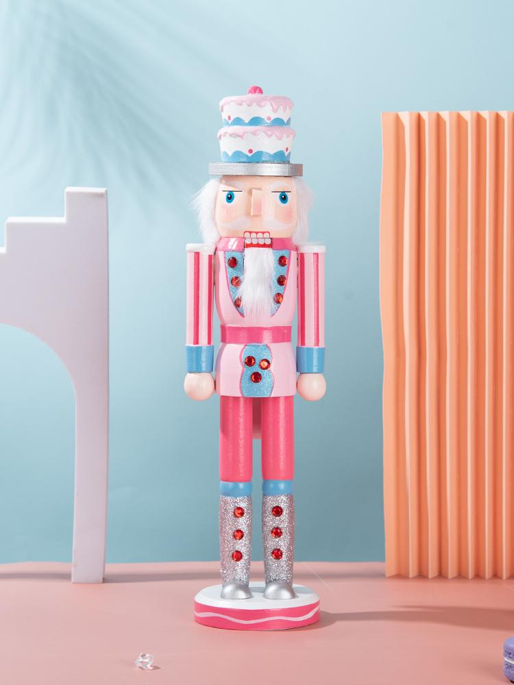 Pink Candy Style Wooden Nutcracker Ornament
