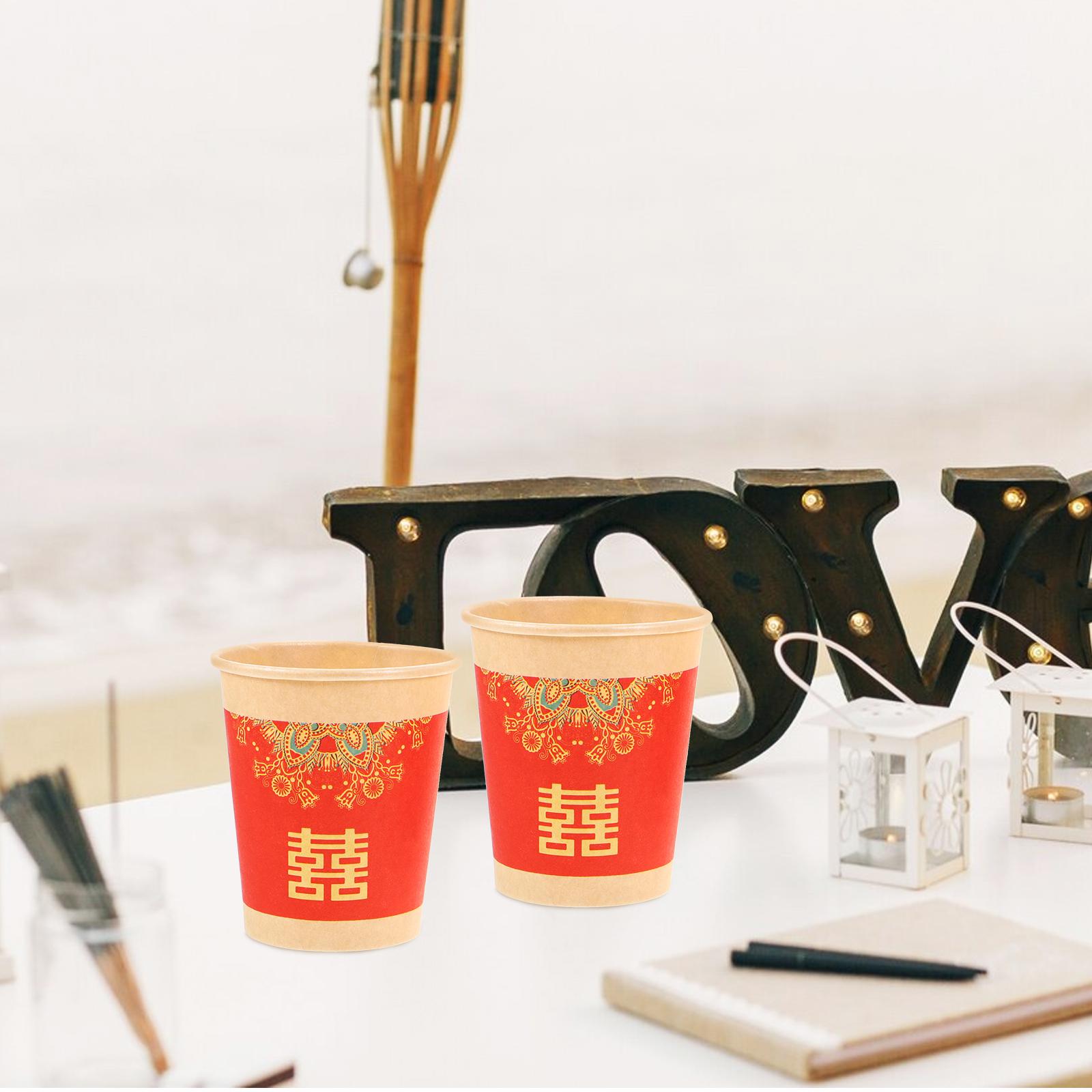 50 шт. счастливых бумажных стаканчиков для вечеринок на китайскую свадьбу — фото 3