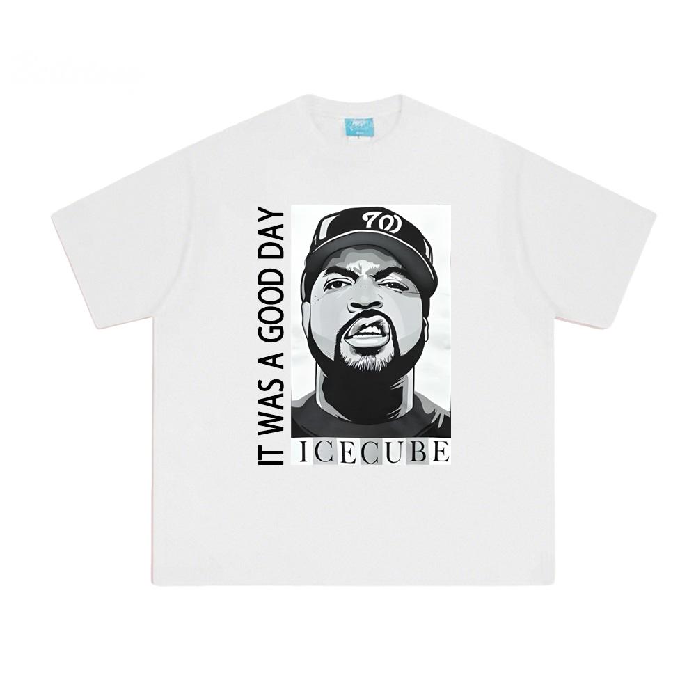 

Ice Cube T Shirt Summer Hip Hop Tee-shirt Short Sleeve Korean 100%Cotton T-shirt O-neck Clothing American Rapper Female/Male TOPS S белый