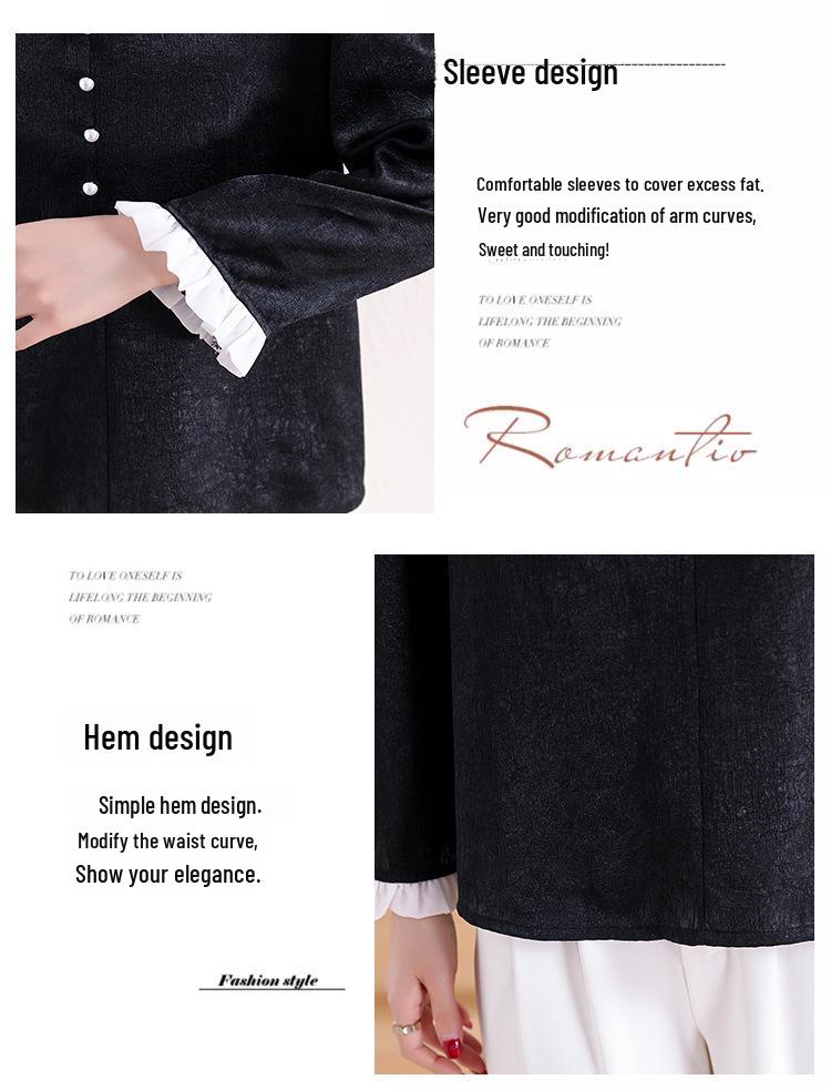 Beaded French Light Luxury Satin Shirt with Contrast Stitching - Spring 2025 Xiaoxiang Style Women's Top