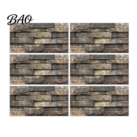 Waterproof Kitchen Backsplash Tiles 6Pcs Vintage Faux Stone Self?Adhesive Wall Tiles, Oil?Proof Moisture-proof Stickers for Bathroom Sticker, Peel
