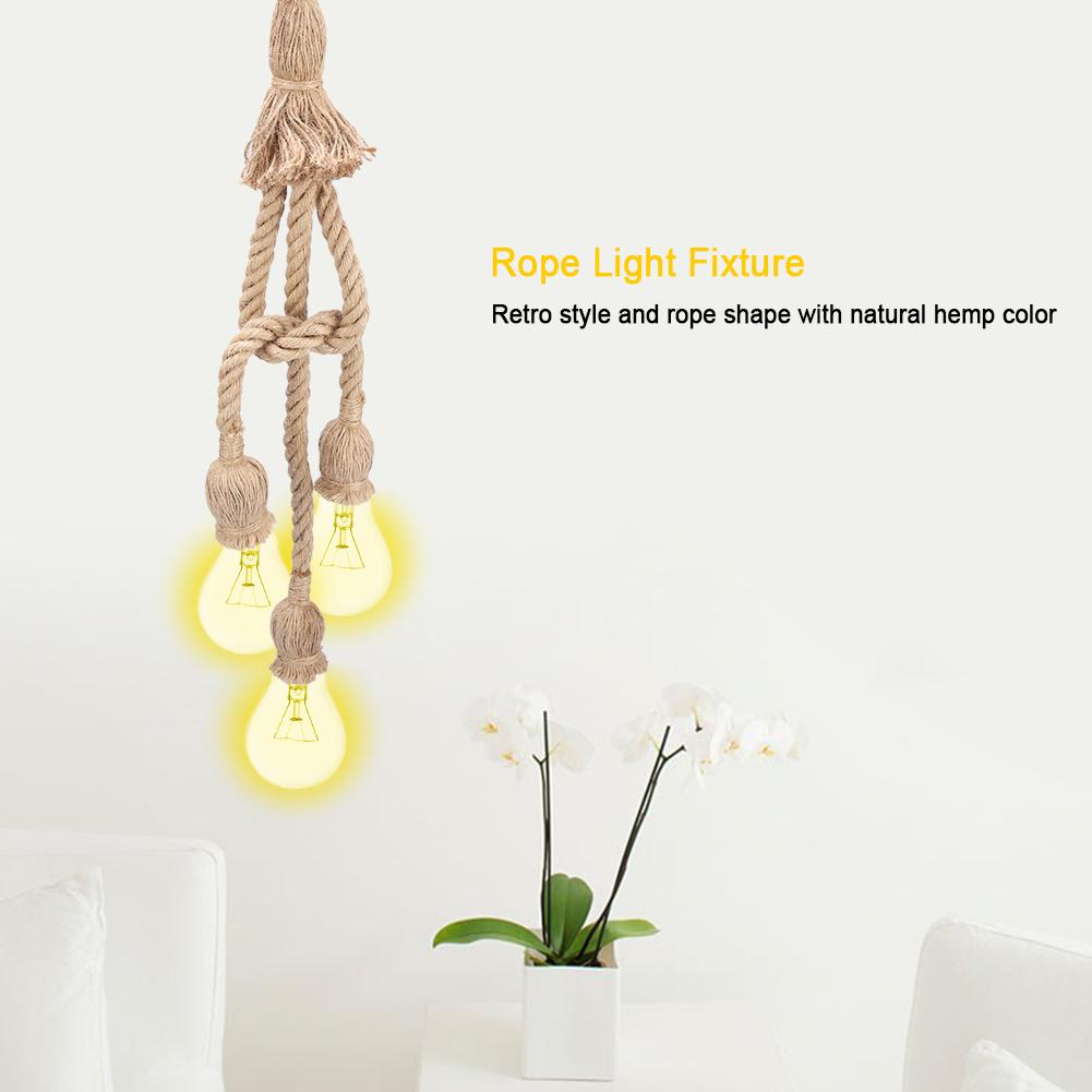 0.5m E27 Vintage Hemp Rope Ceiling Light Base Pendant Lamp Bulb Holder 85-265V (3*holder)