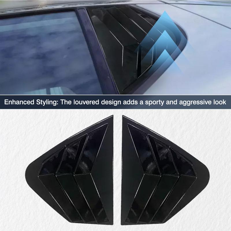 For Kia Optima K5 2011-2015 Rear Side Window Louvers Air Vent Scoop Shades Cover Trim Glossy Black/ Carbon Fiber Black