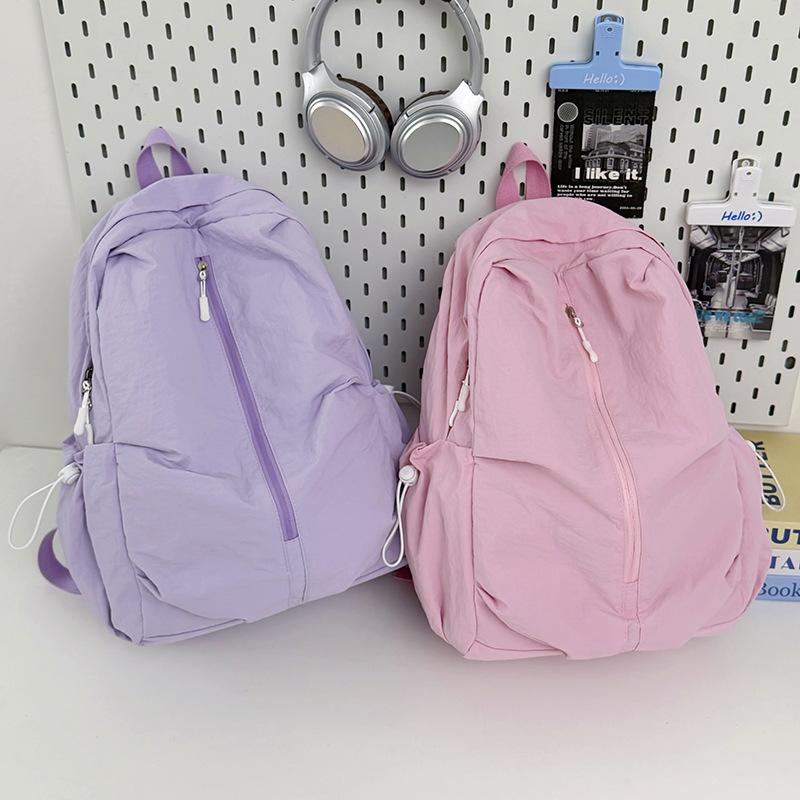 Schoolbag leisure travel backpack simple small fresh student schoolbag niche light solid color backpack spine protection burden reduction