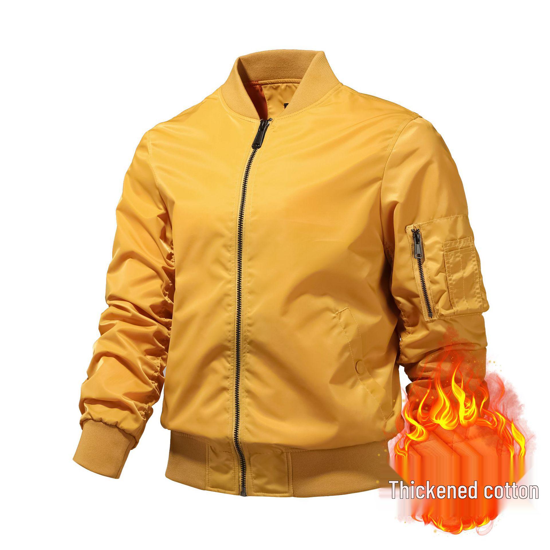 

Men s Trend 2025 Thickened Baseball Collar Cotton Jacket - Autumn/Winter Loose Fit 5XL жовтий