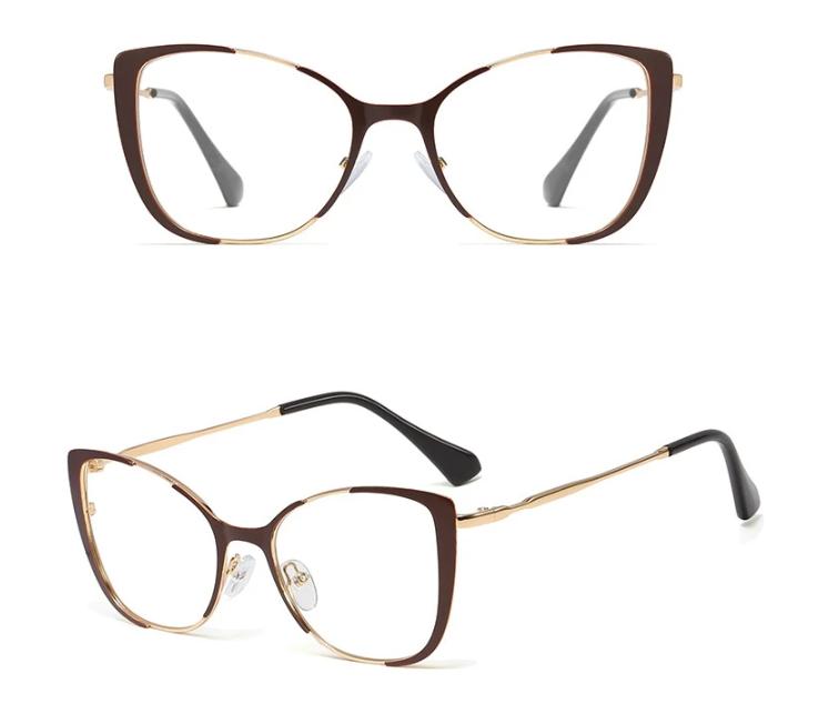 45955 Vintage Cat Eye Metal Anti Blue Light Glasses Frames Women Men Optical Computer Glasses