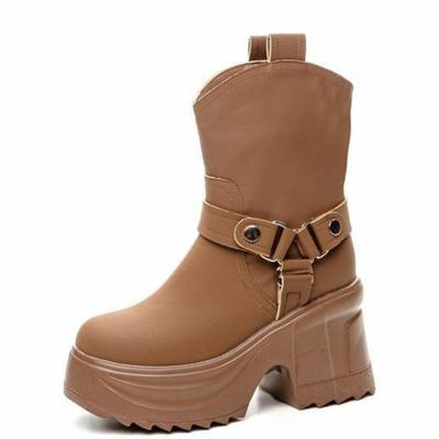 Fashion 10CM Microfiber Leather Women Chunky Sneaker Autumn Winter Plush Warm Casual Ankle Booties Spring Platform Fashion Shoes