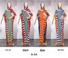 Color Block Chiffon Dress with Headscarf - Plus Size African Muslim Women's Long Robe