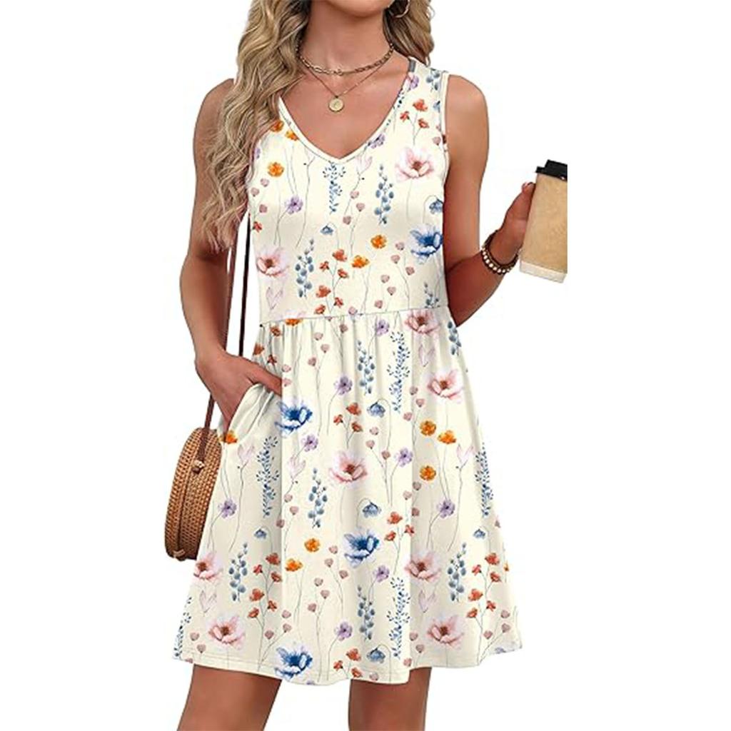 Lässiges, modisches und retro-bedrucktes Damenkleid