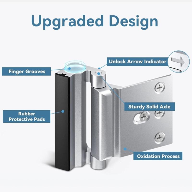 Anti Theft Door Lock Aluminum Security Latches Easy To Install Safety Hinge for Indoor Door and Hotel Room