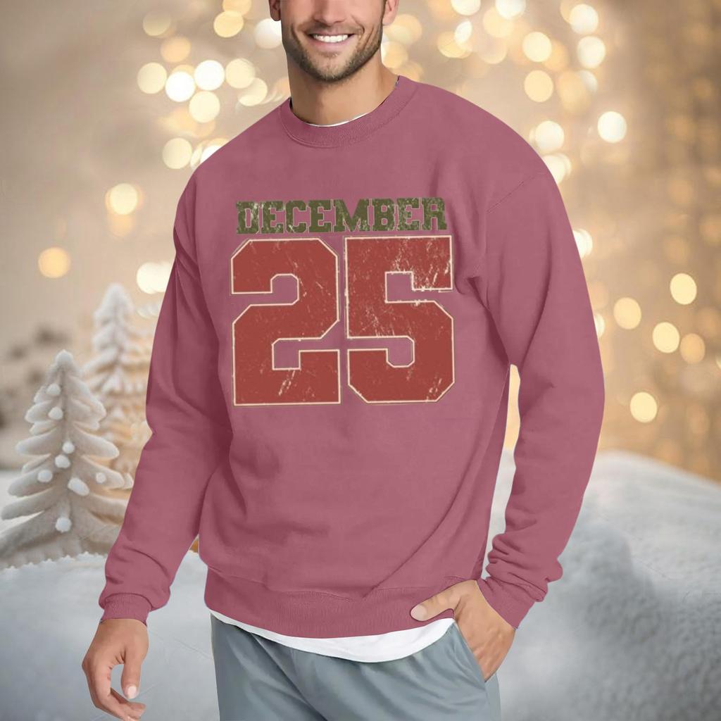 Christmas Print Loose Fit Round Neck Sweatshirt For Men