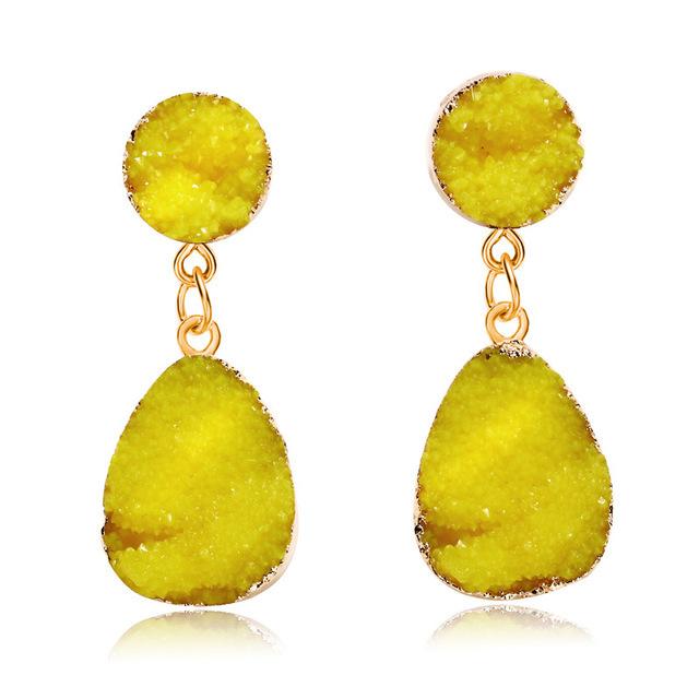Retro cluster crystal stud earrings, candy-colored water drop earrings for women