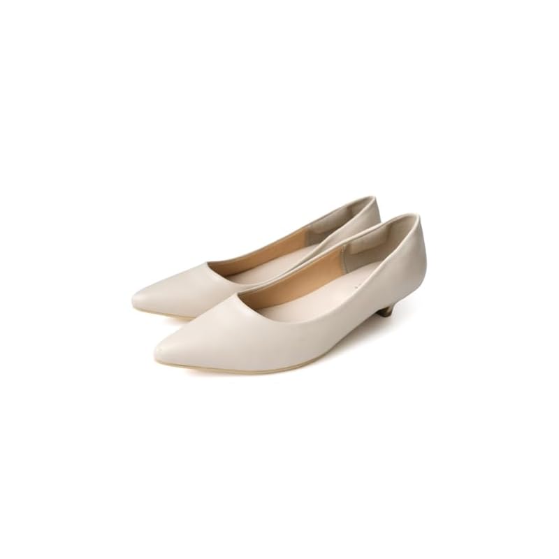 [AmiAmi] Women's Low Heel Pumps with 3cm Heel, Comfortable for Running, Black, Business, Work (Ivory (Smooth), 23.5cm) CX2413SS