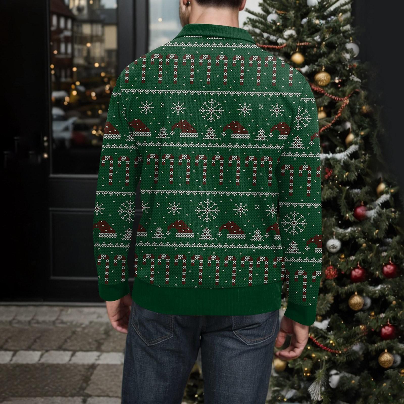 Мужская рождественская хлопковая рубашка-пуловер с длинным рукавом для активного отдыха — фото 5