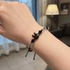 Cute Couple Bracelet Moonstone Obsidian Cat Bracelet Fashion Rabbit Woven Bracelet  Party Jewelry