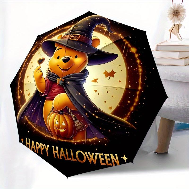Winnie the Pooh, Halloween Automatic Opening and Closing Umbrella, Compact Travel Umbrella, Lightweight and Portable, Suitable for Beach Com