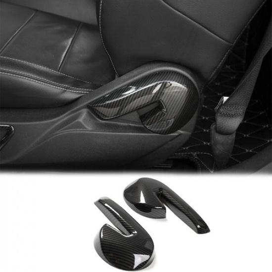Seat Backrest Adjust Button Handle Cover Trim Decor Carbon For Ford Mustang 15+