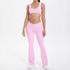 New double-sided abrasive contrasting color tight and breathable cross wide-leg yoga suit sports running fitness women