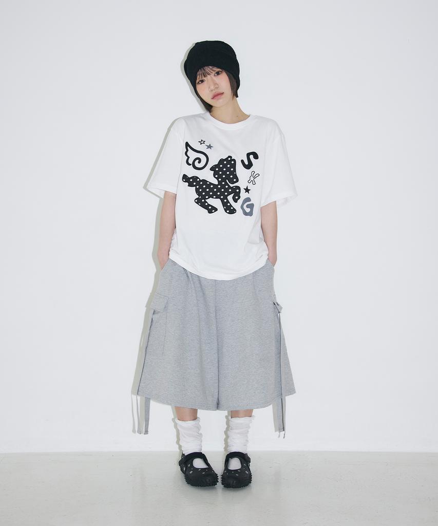Seulliggeullou Dot Pony Applique T-Shirt [White]