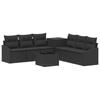 Sofa Set 8 Pcs. Black Poly Rattan and Steel