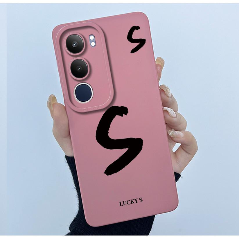 For Vivo Y19s V2149 Cover Case Lucky Initial Letter Couple Silicone Soft Matte Phone Bumper for Vivo Y19s 4G Y29 5G Casing