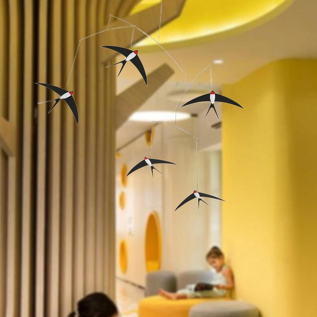 Danish Swallow Air Balance Pendant Silent Wind Chime Flying Bird Kindergarten Kids Room Living Room Interior Home Decor