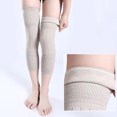 2PCS Winter Warm Wool Cashmere Leg Warmers Sleeves Thick Fleece Lined Knee Pads Brace Support Guard Protector Long Thermal Wraps