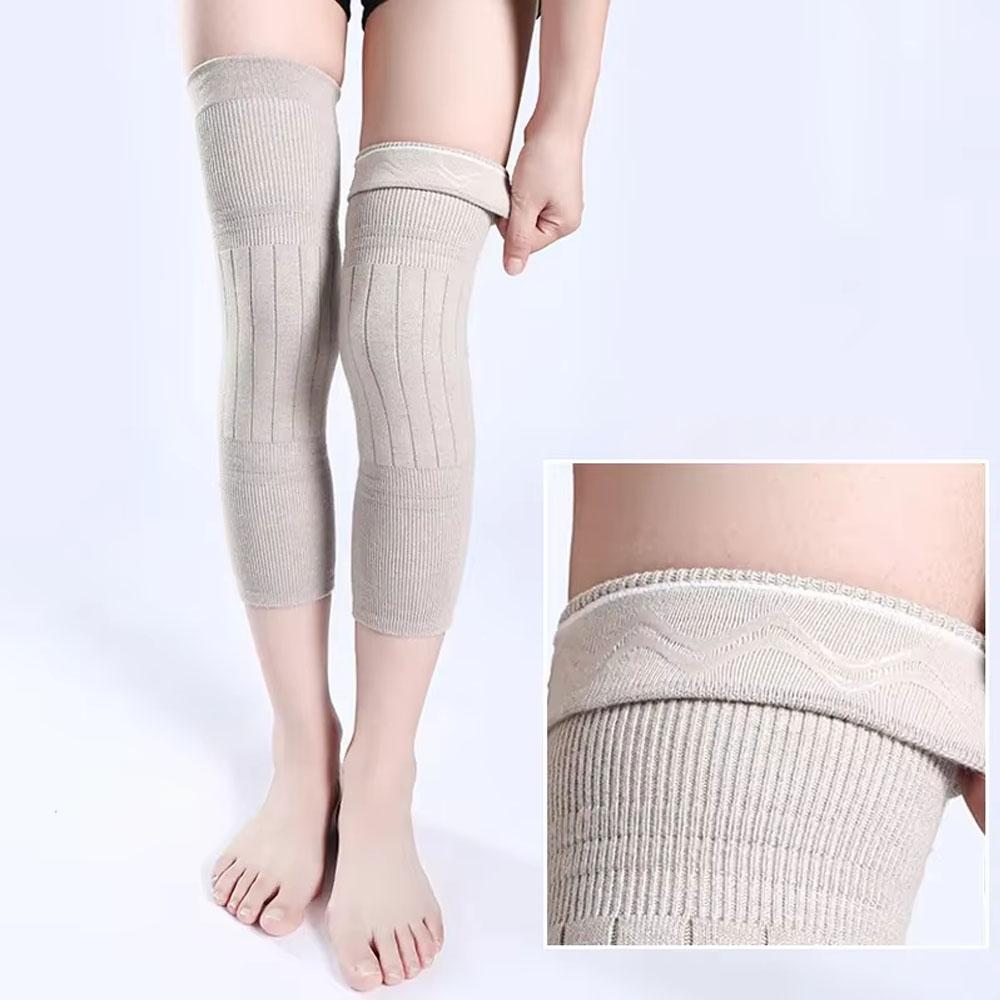 2PCS Winter Warm Wool Cashmere Leg Warmers Sleeves Thick Fleece Lined Knee Pads Brace Support Guard Protector Long Thermal Wraps