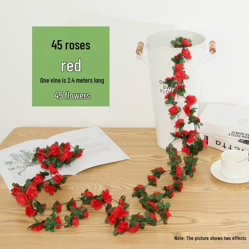 Two-Color Peony Rose Vine with 45 Heads for Air Conditioner Concealment and Soft Decoration