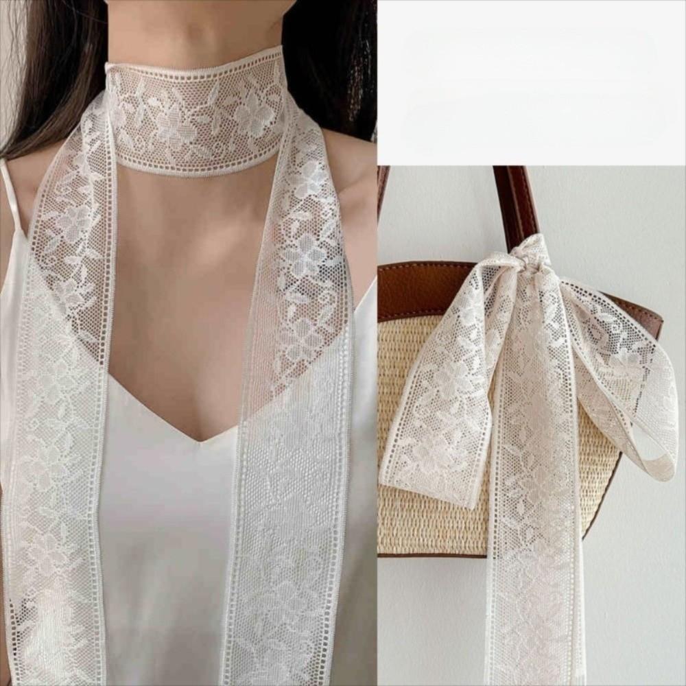 Soft Evening Party Scarves Floral Embroidery Lace Neck Strap Elegant Neckerchief  Dress Decoration