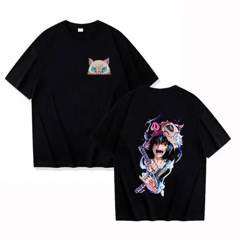 Summer Hot Blooded Anime Hashibira Inosuke Print Short Sleeve T Shirts for Women and Men Casual Cool Crew Neck T-shirts