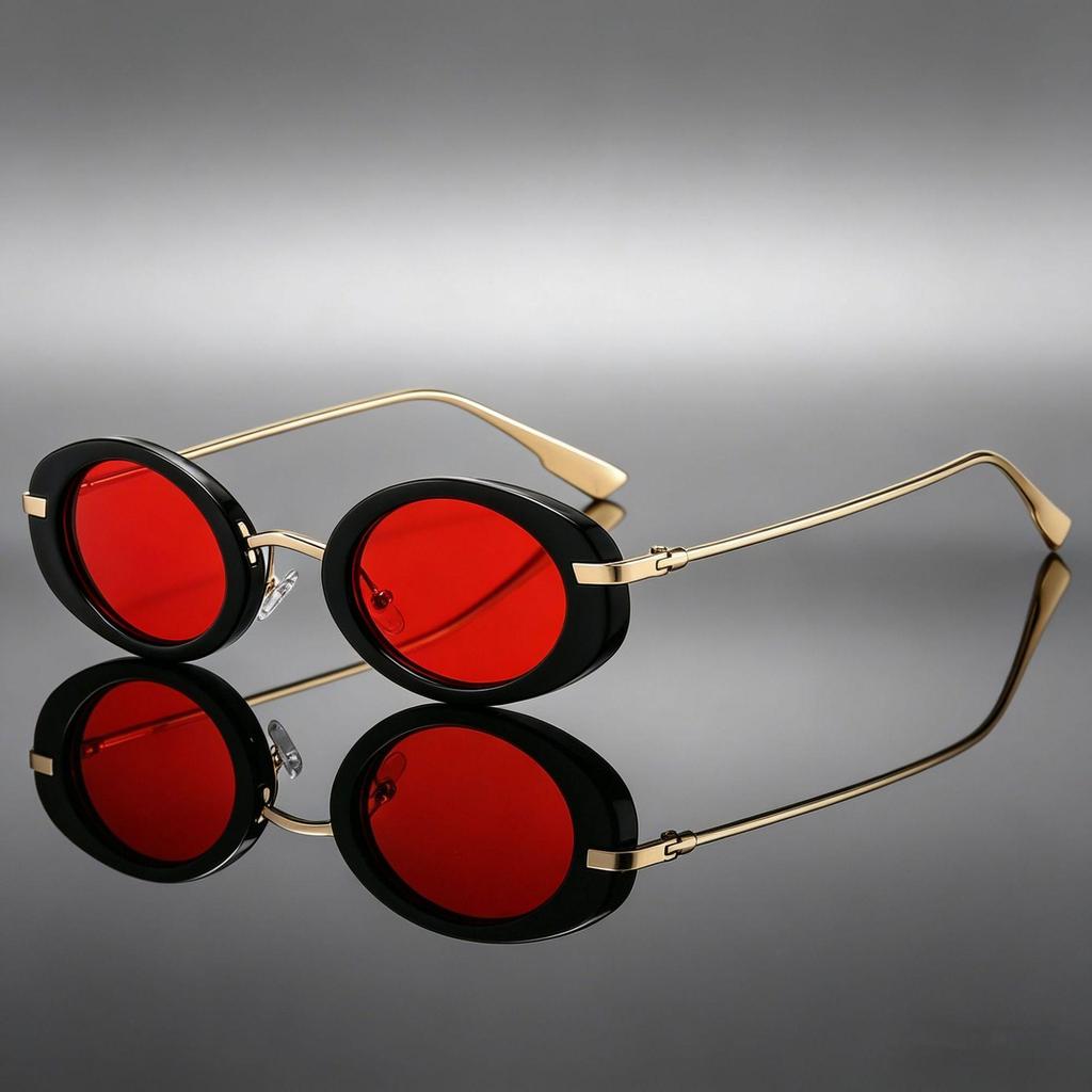 Occhiali da Sole Ovali Retro Transfrontalieri: Stile Europeo & Americano Telaio in Metallo alla Moda Sfilata di Moda 89261
