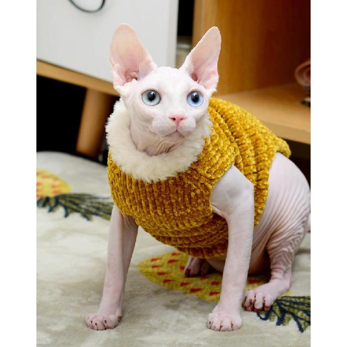 Devon Rex Thickening Plush Coat Cat Sweater Costume Sphynix Clothes Katten Sphynx Pullover Clothing Products for Winter Outwear