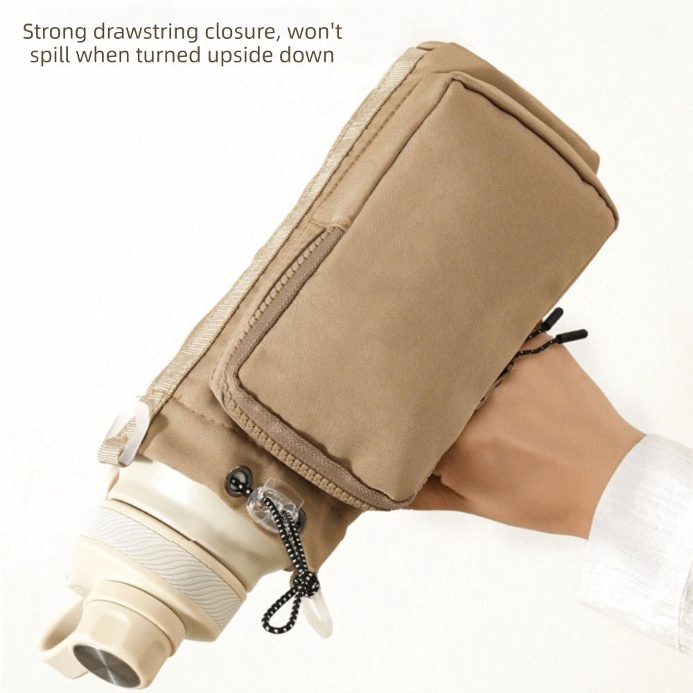 with Adjustable Shoulder Strap Water Bottle Holder Pouch with Keychain & Mountaineering Button With Phone Pocket Water Cup Bags