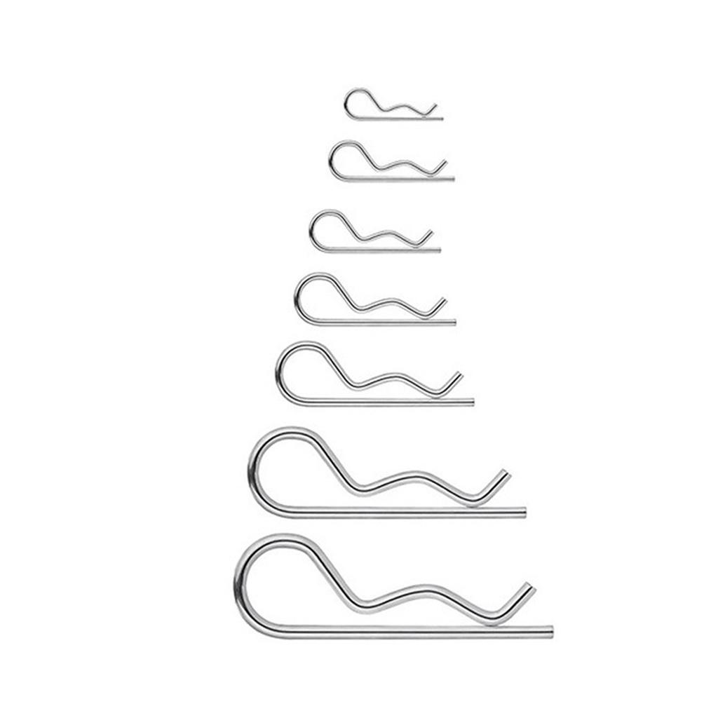 Cotter Pins 100pcs R Clips Hitch Pin Clip Assortment Kits 6 Size Carbon Steel R Pin for Threaded Connection and Anti